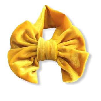 Bowknot Velour Headband - Yellow