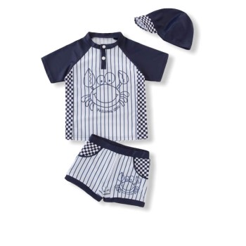 Boy Swimwear Set "Crab" - Blue/White