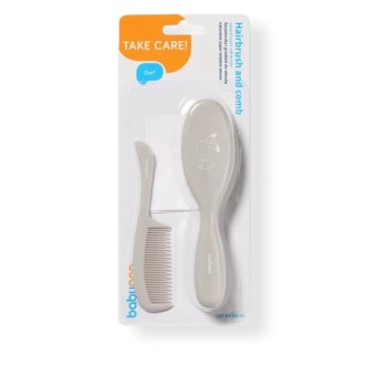 Brush & Comb Soft Bristles Elephant BABYONO - Grey