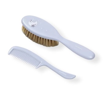 Brush and Comb Soft Bristles Blue Elephant BABYONO - blue