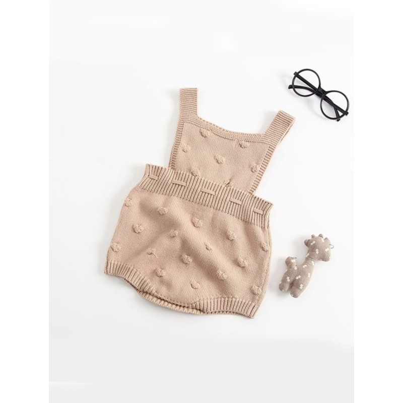 Bubble balls Sleeveless Knitted Baby - Brown