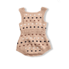 Dots Knitted Sleeveless Girl Bodysuit - Beige