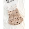 Dots Knitted Sleeveless Girl Bodysuit - Beige