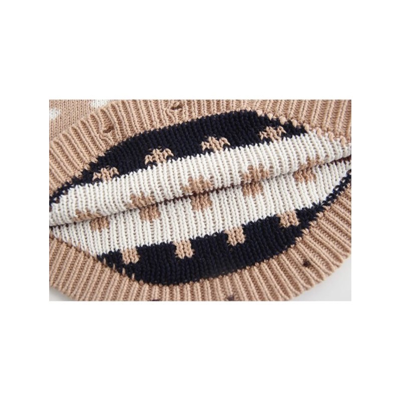 Dots Knitted Sleeveless Girl Bodysuit - Beige