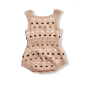 Dots Knitted Sleeveless Girl Bodysuit - Beige