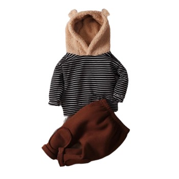 Fleese Hoodie Baby 3D Set - Coffee