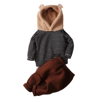 Fleese Hoodie Baby 3D Set - Coffee