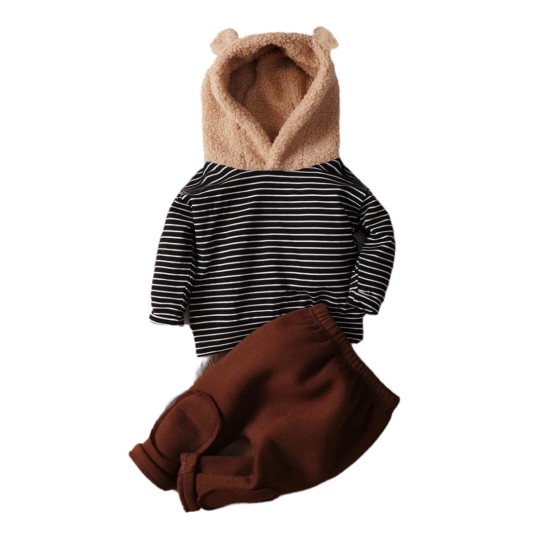 Fleese Hoodie Baby 3D Set - Coffee Fleese Hoodie Baby 3D Set - Coffee