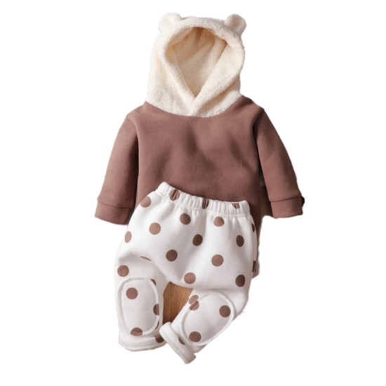 Fleese Hoodie Baby 3D Set - Khaki Fleese Hoodie Baby 3D Set - Khaki