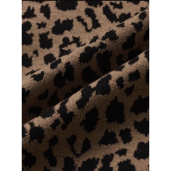 Girl Leopard Set With Leather Skirt - Black Girl Leopard Set With Leather Skirt - Black