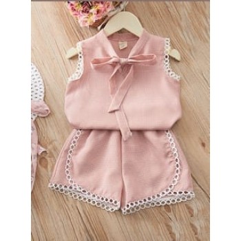 Girl Set Checked Sleeveless - Pink