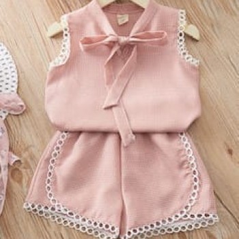Girl Set Checked Sleeveless - Pink
