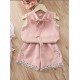 Girl Set Checked Sleeveless - Pink Girl Set Checked Sleeveless - Pink