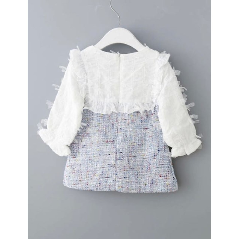 Girl Tweed Dress - Light Blue