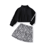 Girl Zebra Print Set With Tapes - Black/White