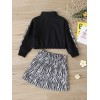 Girl Zebra Print Set With Tapes - Black/White