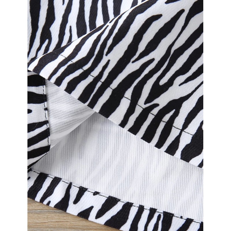 Girl Zebra Print Set With Tapes - Black/White