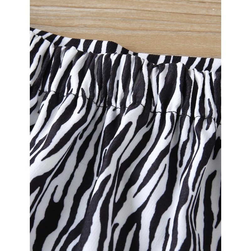 Girl Zebra Print Set With Tapes - Black/White