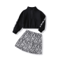 Girl Zebra Print Set With Tapes - Black/White