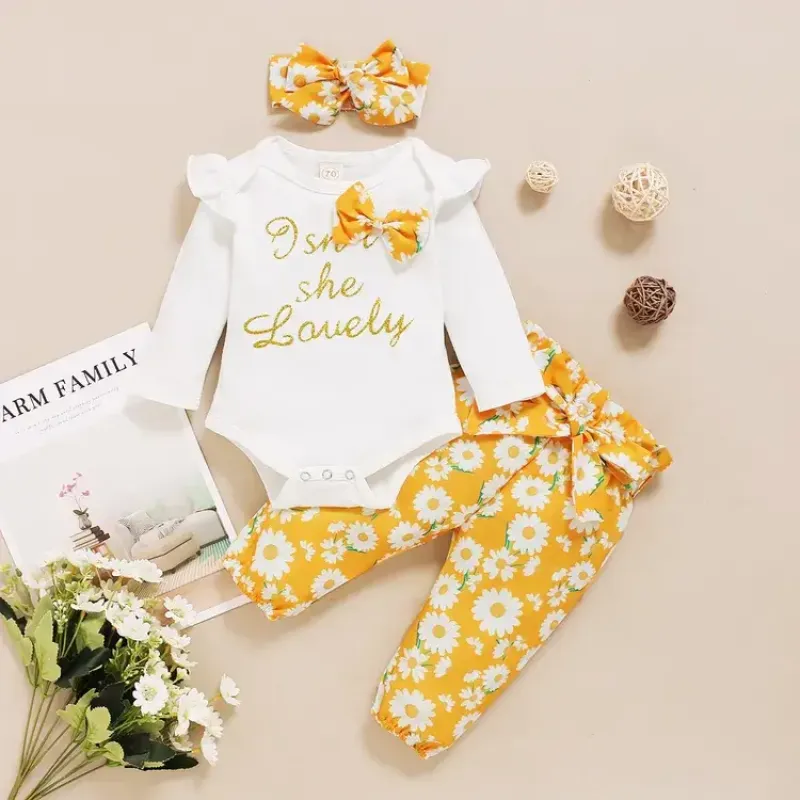 Baby Girl Casual Floral set - Yellow