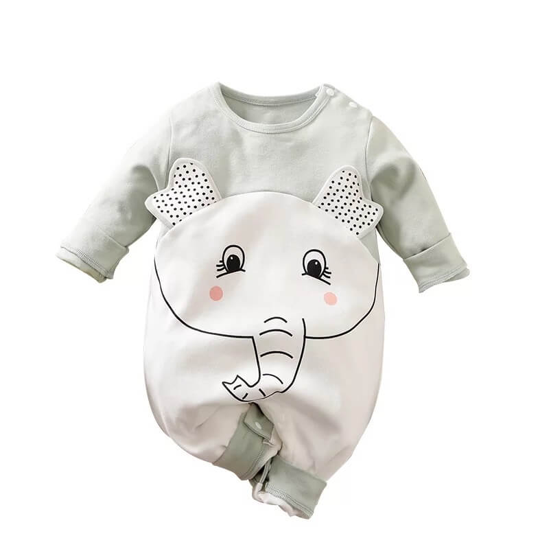 Baby Jumpsuit 3D Happy Elephant - Mint