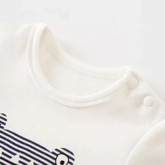 Baby Jumpsuit Little Dino - White Baby Jumpsuit Little Dino - White