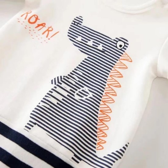 Baby Jumpsuit Little Dino - White Baby Jumpsuit Little Dino - White
