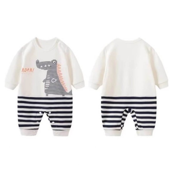 Baby Jumpsuit Little Dino - White Baby Jumpsuit Little Dino - White