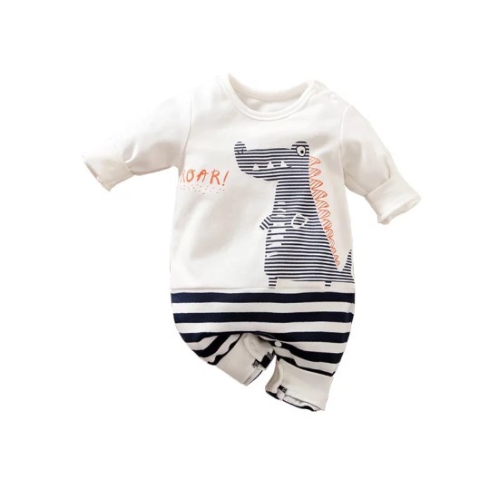 Baby Jumpsuit Little Dino - White Baby Jumpsuit Little Dino - White