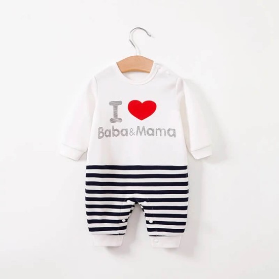 Baby Jumpsuit Baba/Mama - White Baby Jumpsuit Baba/Mama - White