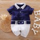 Baby Boy Short Sleeve Jumpsuit - Sailor Navy Baby Boy Short Sleeve Jumpsuit - Sailor Navy