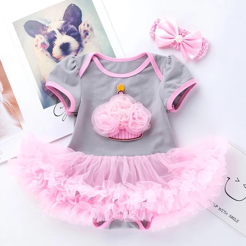 Baby Dress Ice Cream - Grey/Pink