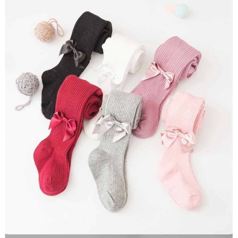 Baby Legging With Bow - White