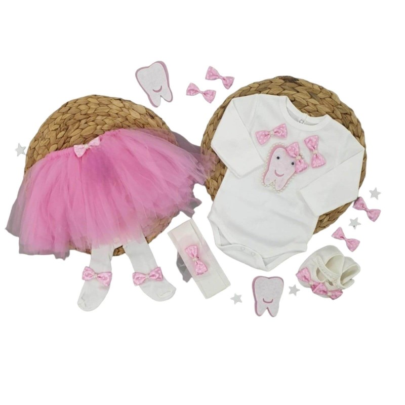 Βρεφικό σετ για κοριτσάκι - Πρώτο δοντάκι - Pink