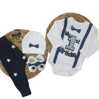 Βρεφικό Σετ Πρώτα Γενέθλια - Set 1st Birthday - Blue