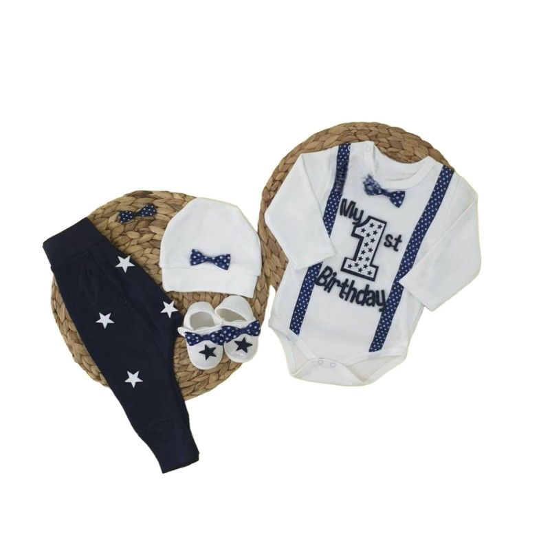 Βρεφικό Σετ Πρώτα Γενέθλια - Set 1st Birthday - Blue