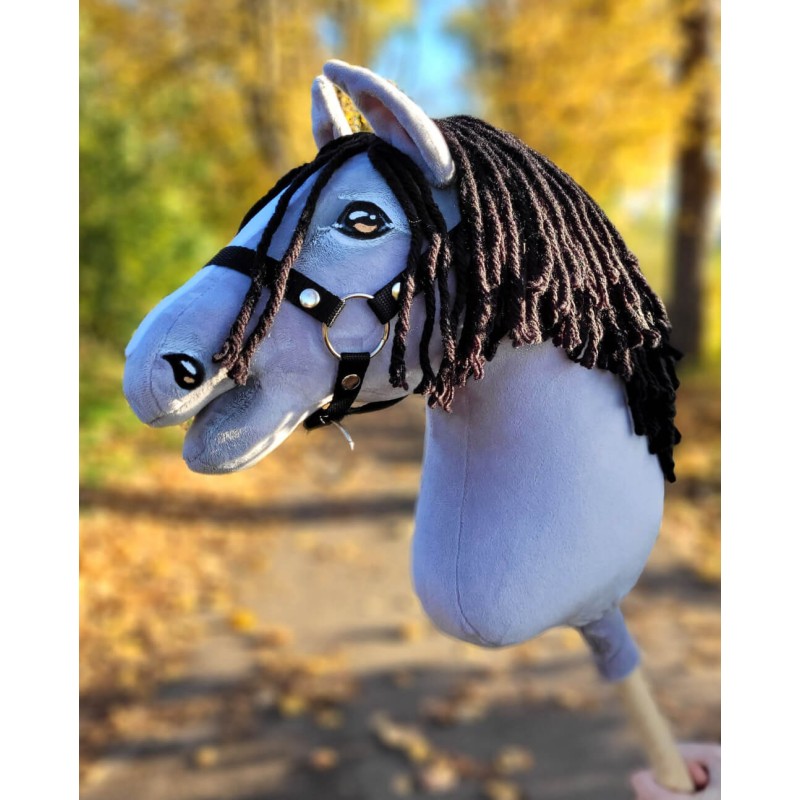 Άλογο Ιππασίας με Στικ - Hobby Horse Premium -  Gray IV - Μέγεθος A3