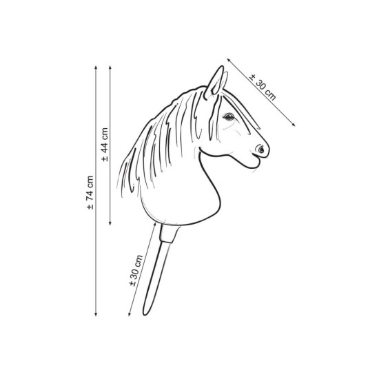 Άλογο Ιππασίας με Στικ - Hobby Horse Premium -  Gray III - Μέγεθος A3