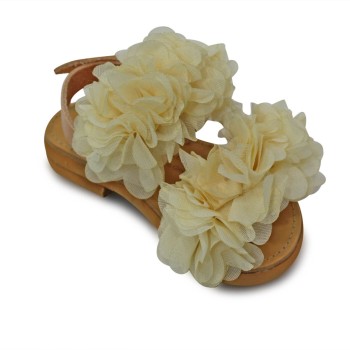 Παιδικό Δερμάτινο Σανδάλι - Ivory/Natural