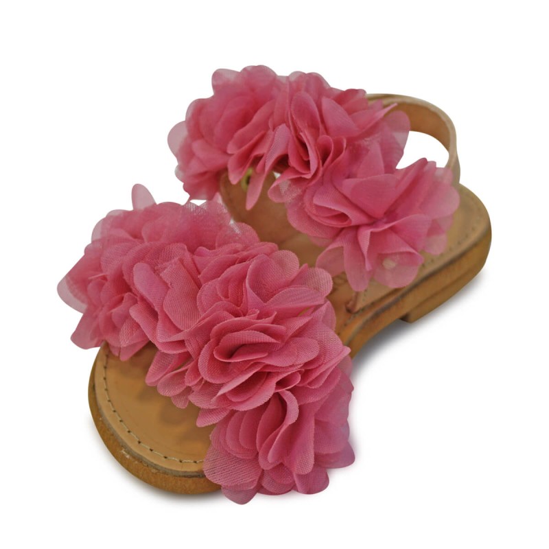 Παιδικό Δερμάτινο Σανδάλι - Fucshia/Natural