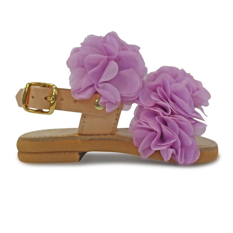 Παιδικό Δερμάτινο Σανδάλι - Lilac/Natural