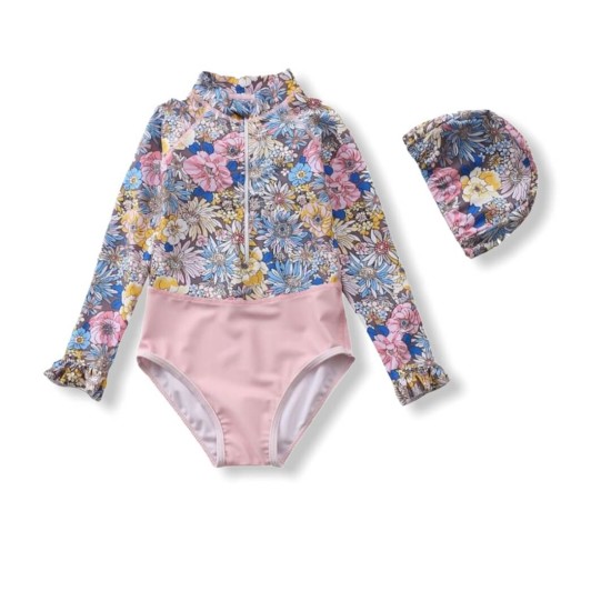 Kid Girl Swimsuit One Piece - Floral Kid Girl Swimsuit One Piece - Floral
