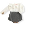 Knitted Baby Girl Romper -  Grey