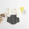 Knitted Baby Girl Romper -  Grey