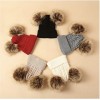 Knitted Beanie With Double Pompon - Black