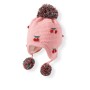Knitted Beanie With Pompon & Fleece  - Pink