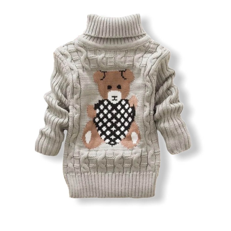 Knitted Bear Sweater - Grey