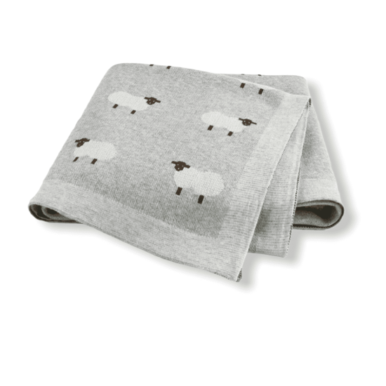 Knitted Blanket Little Sheep Grey Knitted Blanket Little Sheep Grey