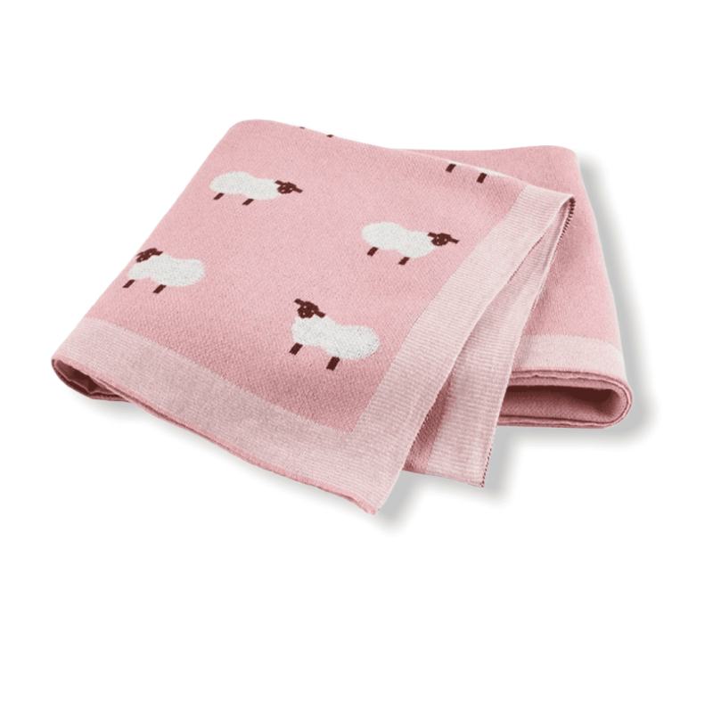 Knitted Blanket Little Sheep Pink