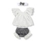 Lace Baby Girl Set - Check Black & White